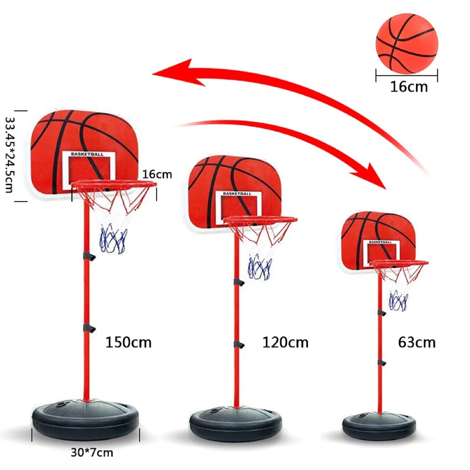 Shoze Basketballkorb Ständer Basketballständer Höhenverstellbar 63-150cm Basketball Backboard Hoop Set