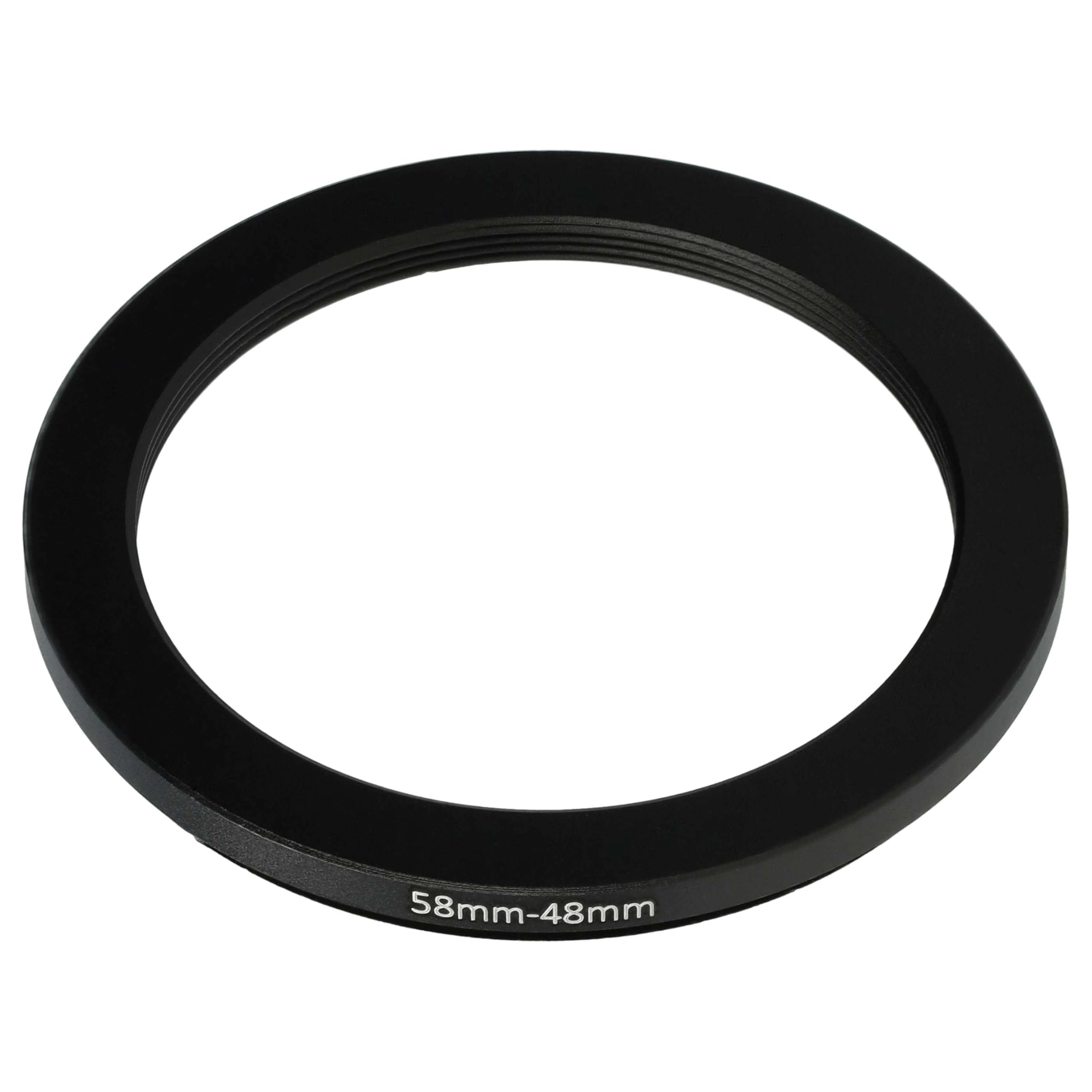 vhbw pierścień adaptera step-down 58 mm do 48 mm do aparatu - adapter filtra, czarny metal