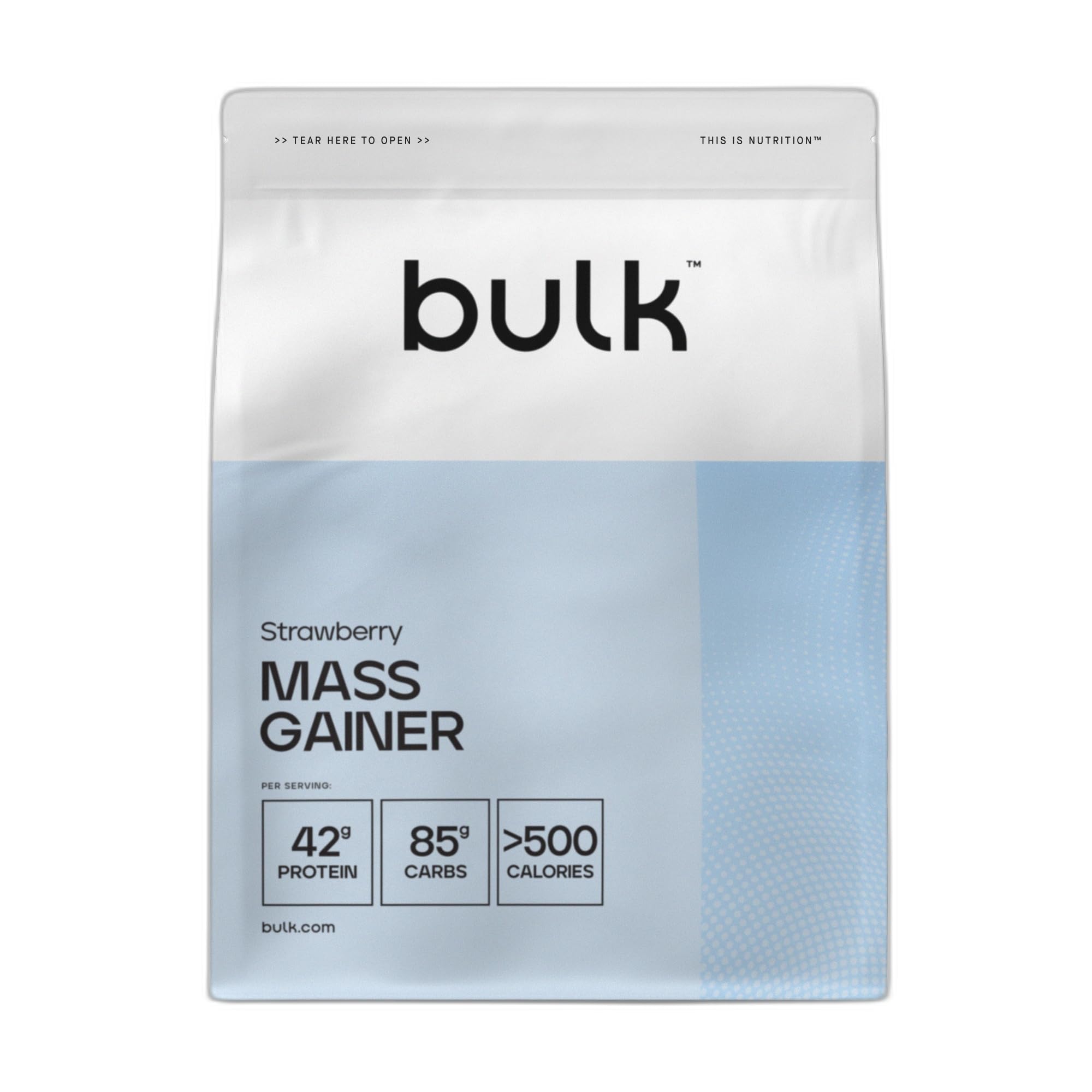 Bulk Mass Gainer Completo, Fragola | 16 porzioni, 42g proteine per porzione, 85g carboidrati, 500 kcal per porzione, Gainer ipercalorico