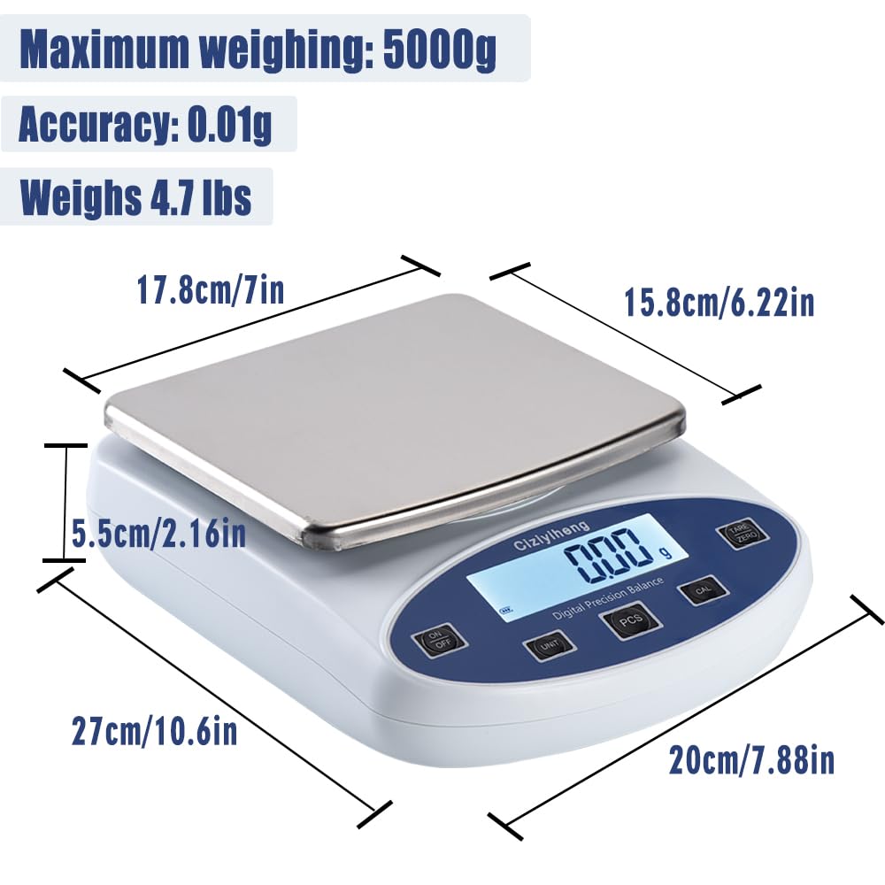 Balanza electrónica de equilibrio analítico de laboratorio de alta precisión a gran escala (5000 g, 0,01 g)
