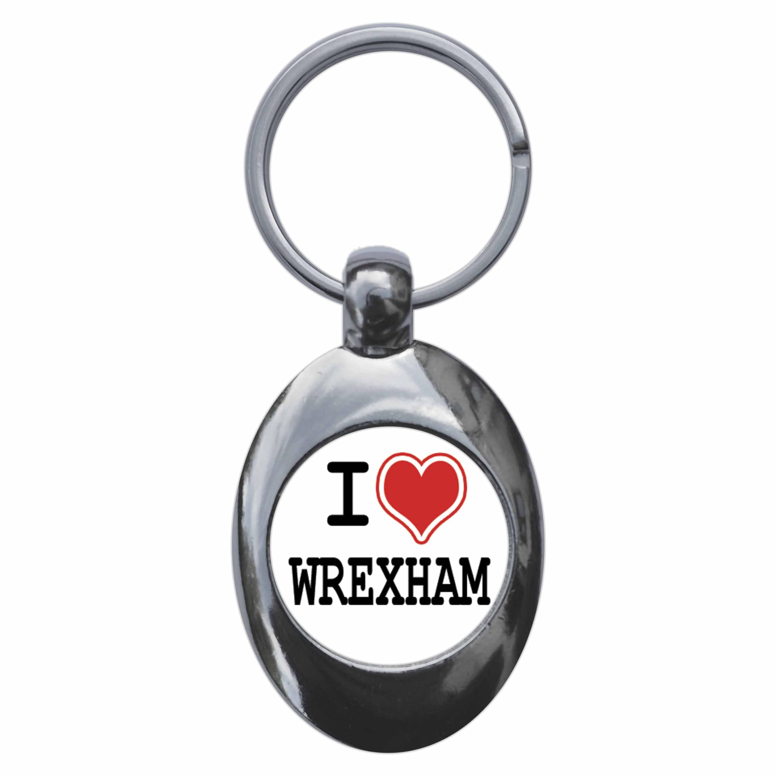 Ozorath I Heart Love Wrexham Keyring Keychain With Trolley Coin f