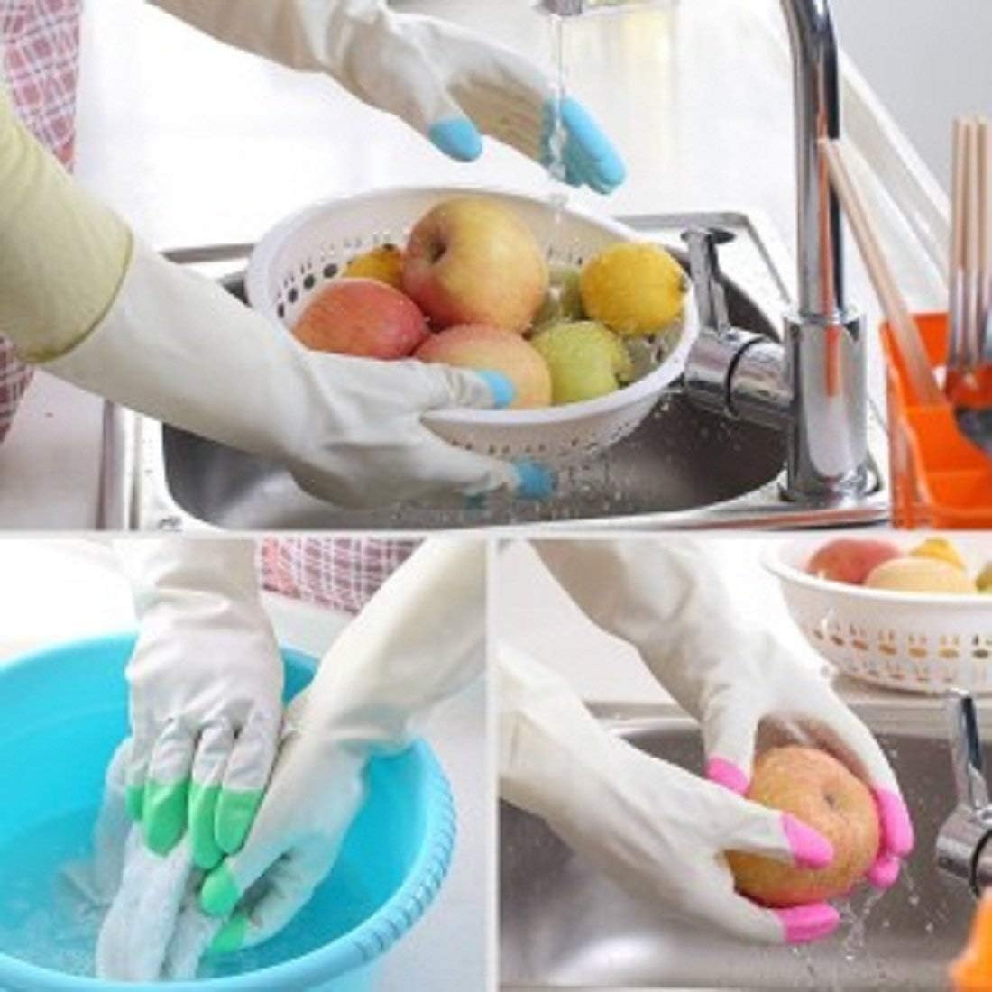New Aaiffel Reusable Waterproof Household Latex Gloves for Kitchen Dish Washing Laundry Cleaning Gardening