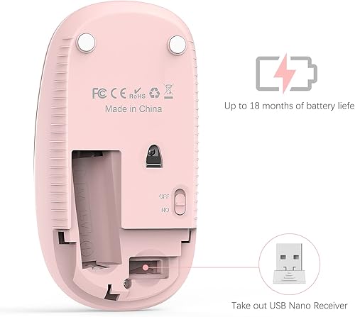 Miniatura 3 de Unipows Mouse inalámbrico  Ratón de computadora portátil delgado de 2.4 G con nano receptor, ratones ópticos móviles de menos ruido para laptop, PC,