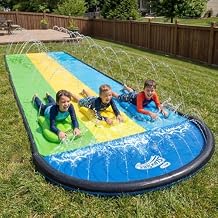 Wham-O Slip N Slide 18ft Triple Wave Rider with Body Boards, Lawn Water Slides for Kids, Great for Backyard Park Summer Water Outdoor Activities