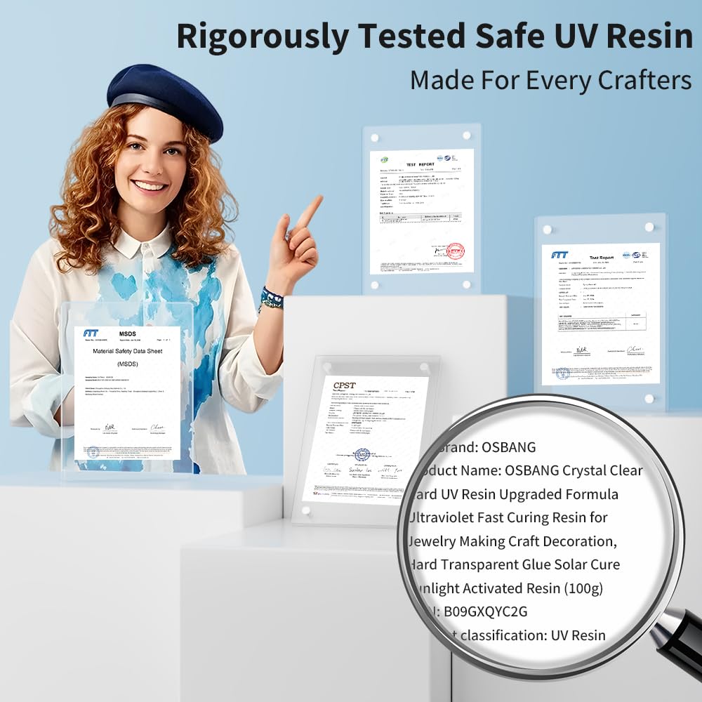 500g UV Resin Crystal Clear Hard UV Cure Epoxy Resin, Upgraded Formula, Solar Activated Glue Kit Transparent Ultraviolet Fast Curing for Jewelry Making Craft Decoration - Image 2