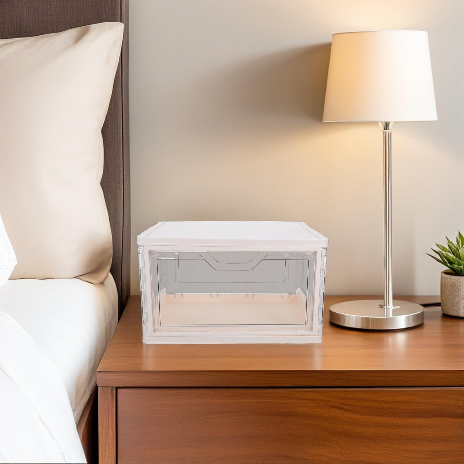 STOBAZA Transparente Stapelbare Kunststoffbox mit Magnetischer Tür und Deckel Stapelbarer Aufbewahrungsbehälter für Snacks und Medizin für Wohnzimmer und Arbeitszimmer