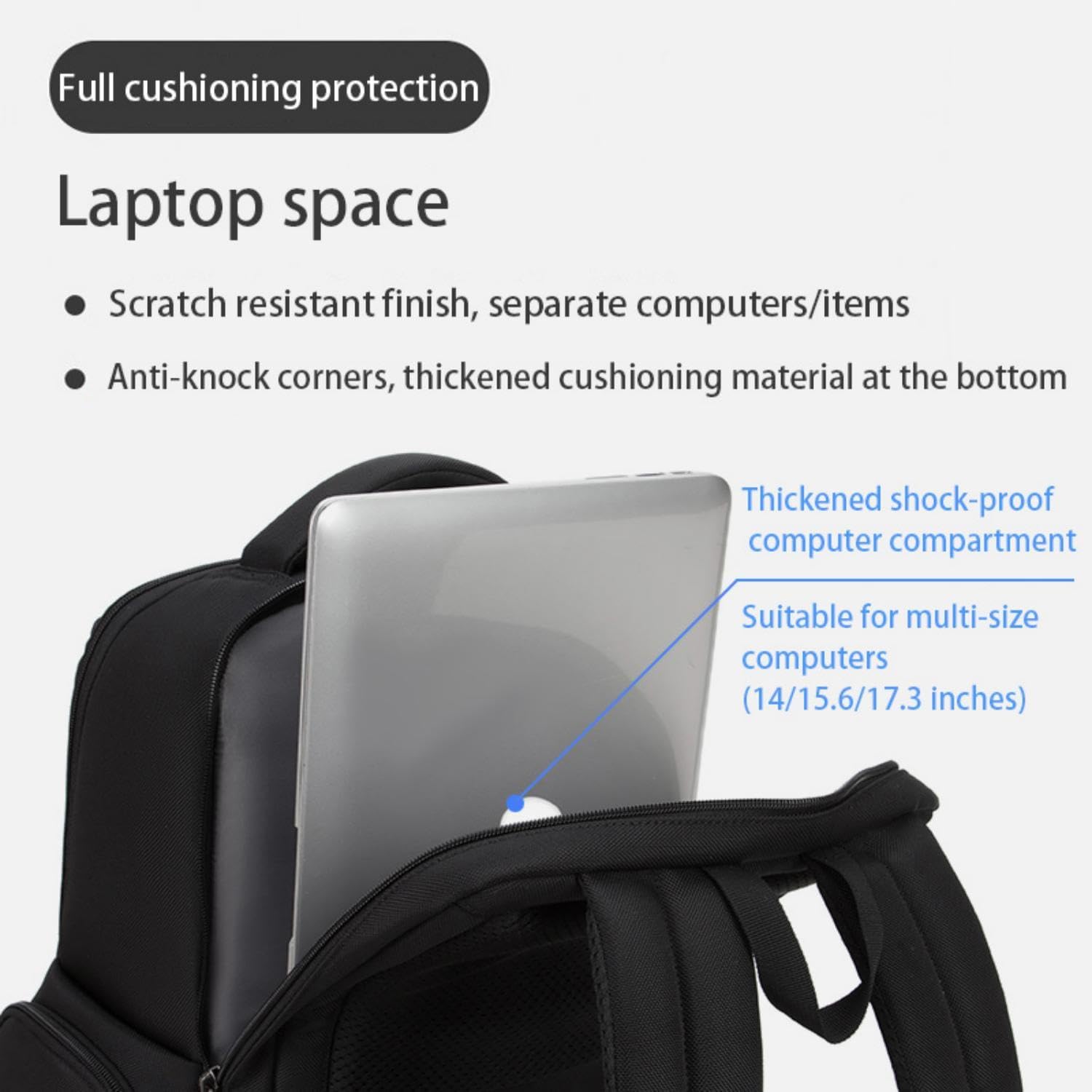 Condition photo showing New/Like New for laptop backpack for men,laptop backpack casual business bag large capacity business travel multifunctional computer bag ?work bookback for men,carry on backpack,clean with one wipe. black