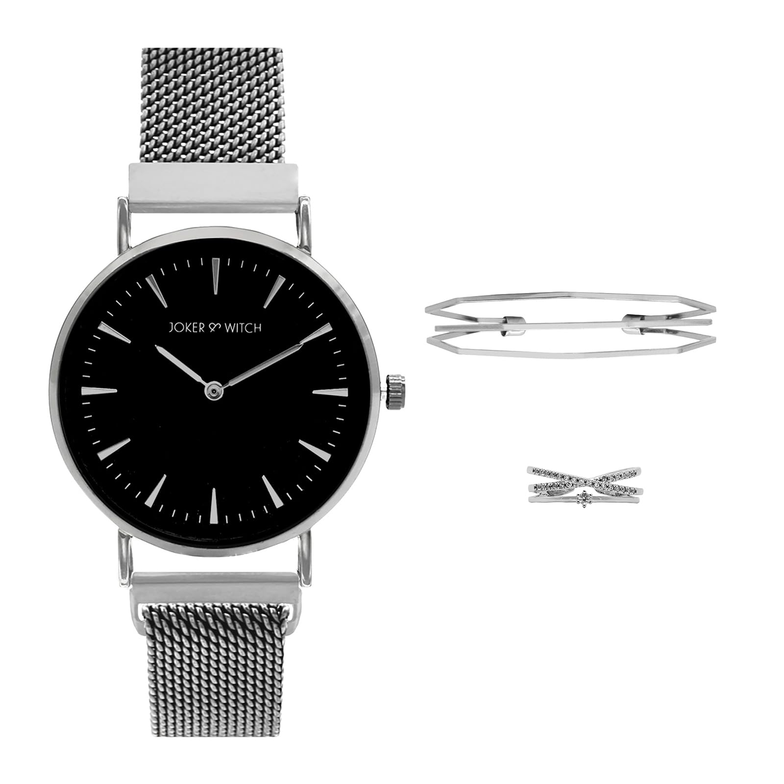 Joker & Witch Stainless Steel Women Star Light Lover Triangle Analogue Watch, Black Dial, Silver Band (B0C85ZB8DC) Amazon Price History, Amazon Price Tracker