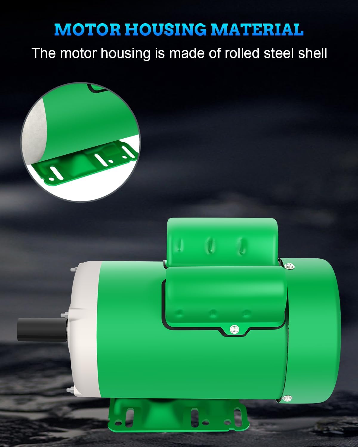 2HP Electric Motor, Single Phase 145T CW/CCW Rotation TEFC 1725 RPM 4Pole 60HZ 115/230V Air Compressor Motor 7/8" Shaft Diameter