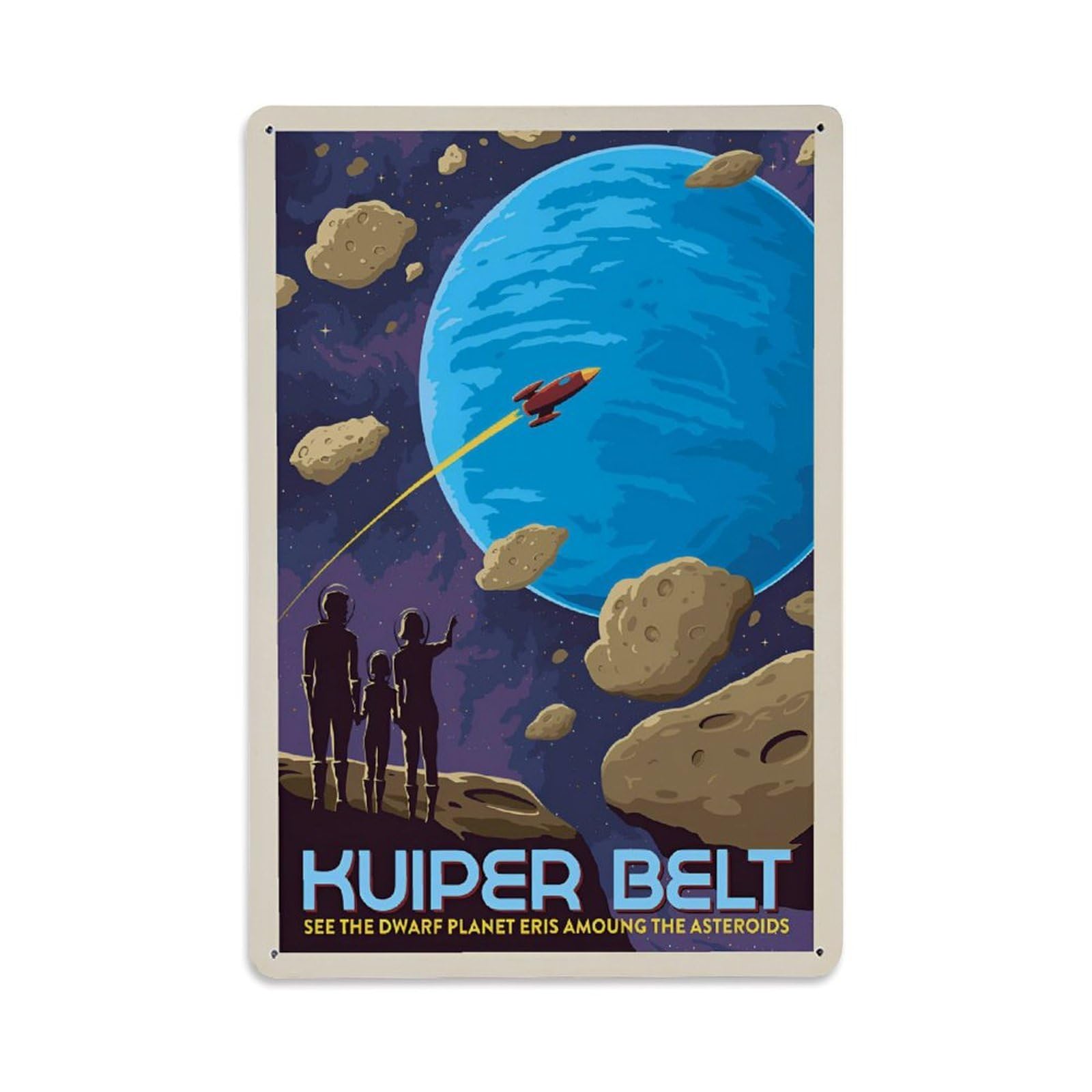 Vintage Space Poster Kuiper Belt Asteroids Around Eris Metal Tin Sign Wall Decor for Cafe, Club, Garden Metal Poster 8x12Inch