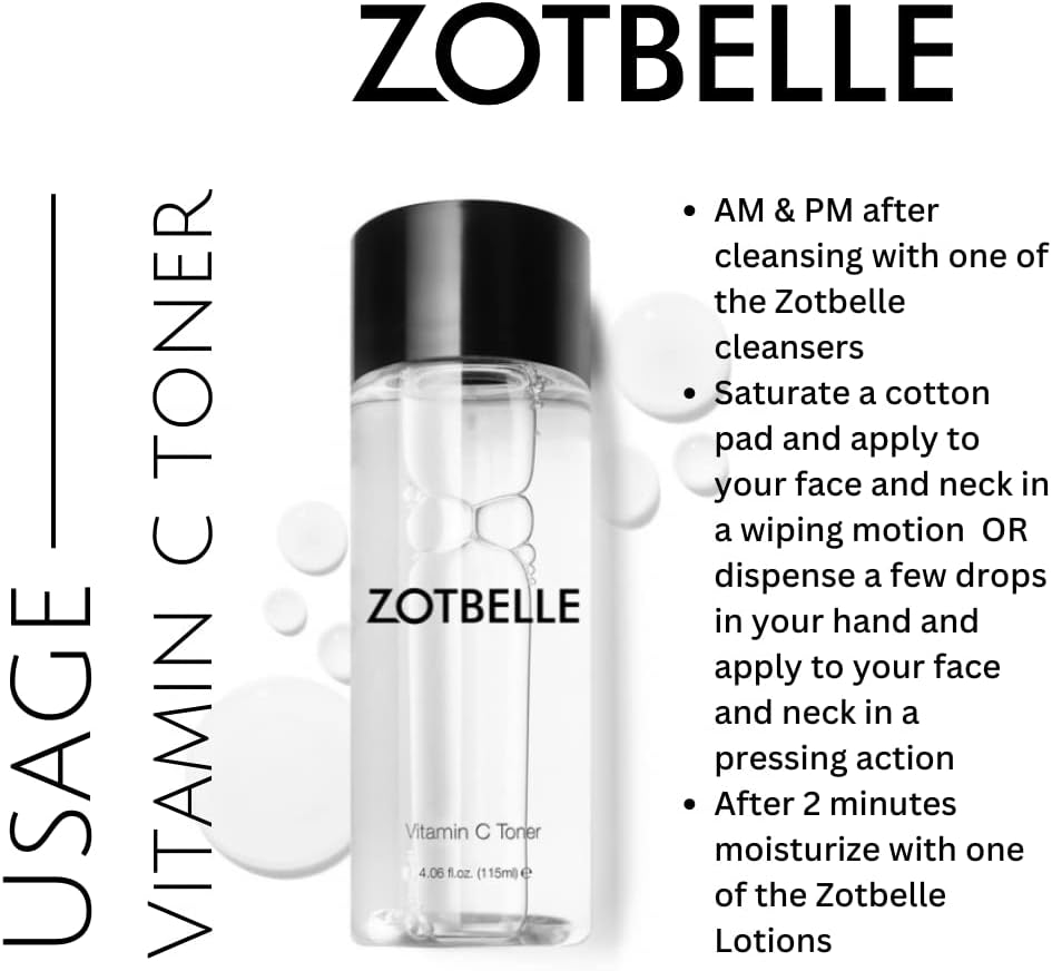 ZOTBELLE Vitamin C Toner Helps to Keep The Skin Looking Youthful, Shields from Sun Damage and minimizes The Appearance of Wrinkles, Dark Spots and Acne.