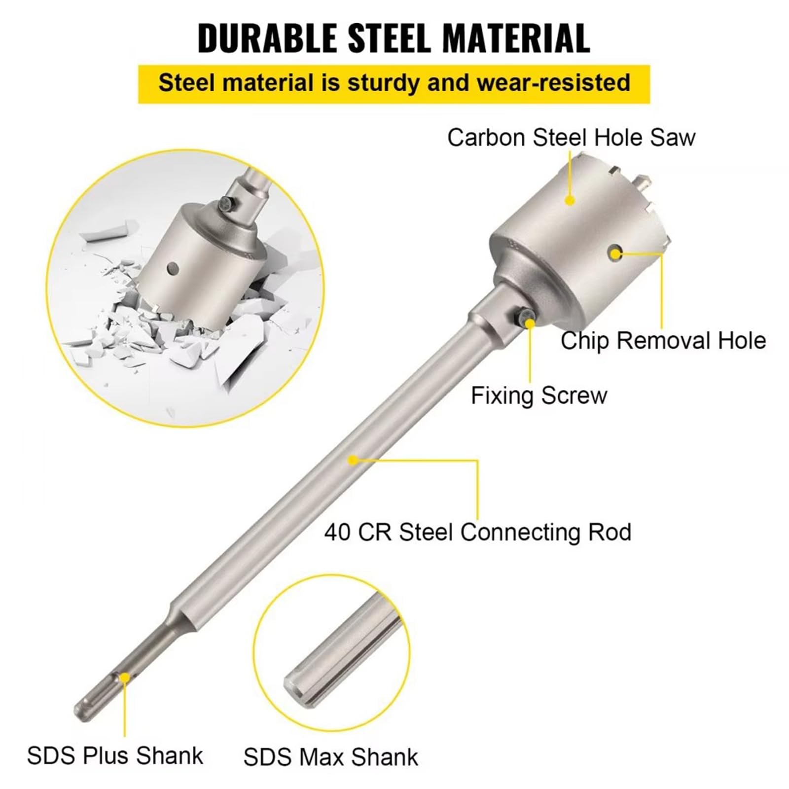 Kit De Sierra Perforadora para Hormigón 4 En 1, 8/9 Uds., 30-100/40-125mm, Broca para Cemento, Juego De Herramientas para Abridor De Agujeros para Pared