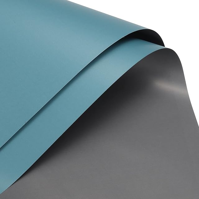 sourcing map 10 Pcs Double Sided Color Flower Wrapping Paper Grey Blue+Grey 22.8"x22.8" Waterproof for Florist Bouquet Supplies, DIY Crafts, Gift Box Packaging