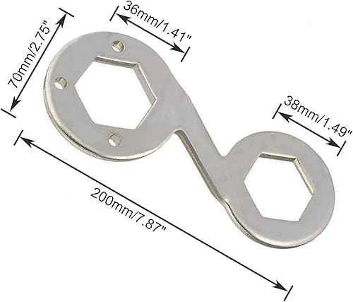 Miniatura 5 de Llave hexagonal de 36mm/1.41" 38mm/1.49" Herramienta de reparación de lavadora de hierro de doble extremo tono plateado (1 unidad)