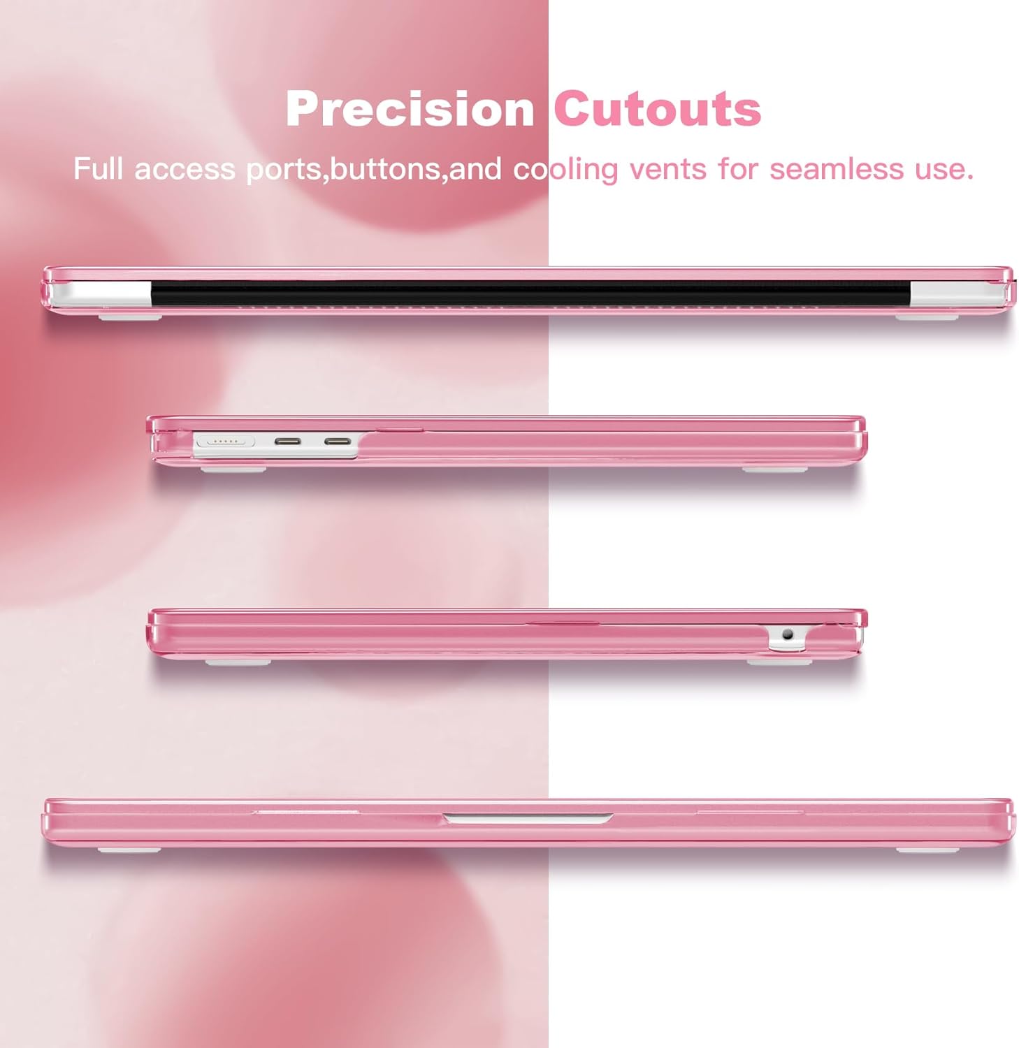 Teryeefi Case for M4 MacBook Air 13.6 inch 2025 2024 2022 Fit Model A3240/A3113/A2681, Laptop Hard Shell with Keyboard Cover Trackpad Film for MacBook Air 13 inch M4 M3 M2, Pink Bows W126