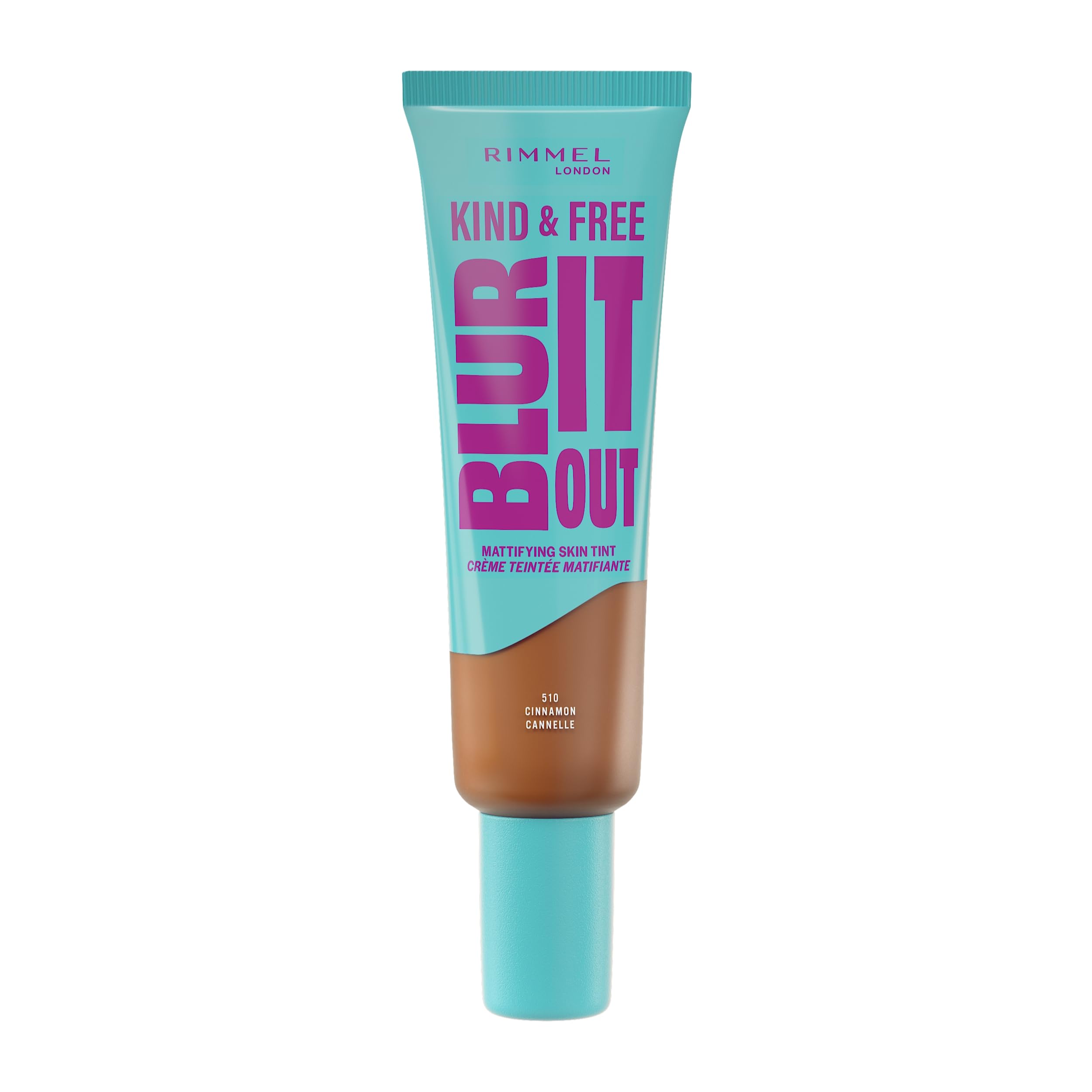 Rimmel Kind & Free, Blur It Out Mattifying Skin Tint, 510 Cinnamon, Lightweight Matte Finish, Minimises Pores