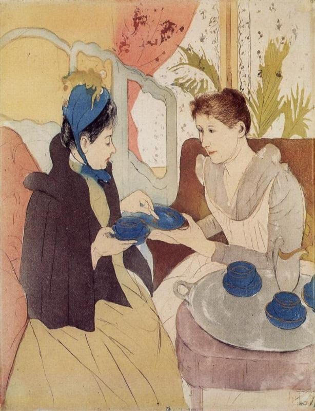 Portrait la visite de Mary Cassatt affiche toile pour sublimer votre décoration murale maison