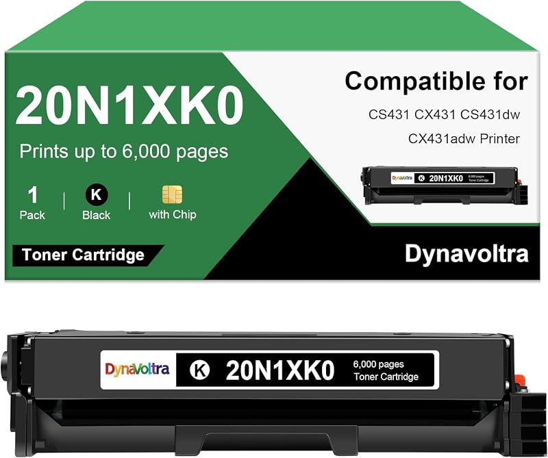 20N1XK0 CS431 Toner Cartridge Black with Chip,1-Pack, 6,000Pages | Compatible for Lexmark CS431 CX431 CS431dw CX431adw Printers