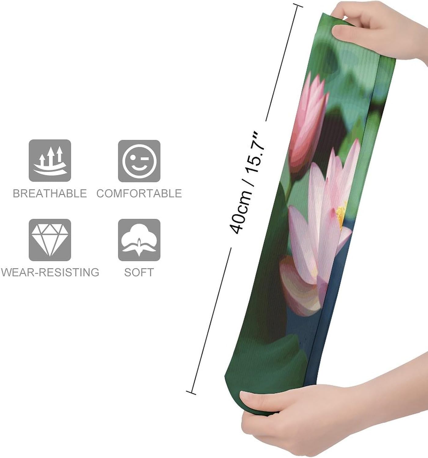 Lotus Flowers Crew Socks High Stocking Thermal Socks | Tube Socks-Breathable-Moisture-Soft-wicking for Hospital Pilates Yoga for women men Grippy for office and daily walking