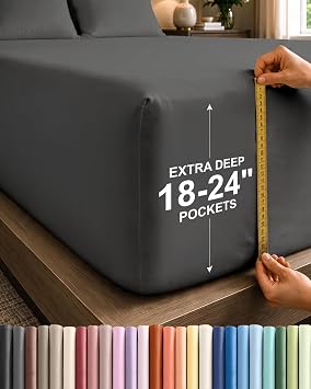 CGK Extra Deep Queen Single Fitted Sheet Only - Charcoal