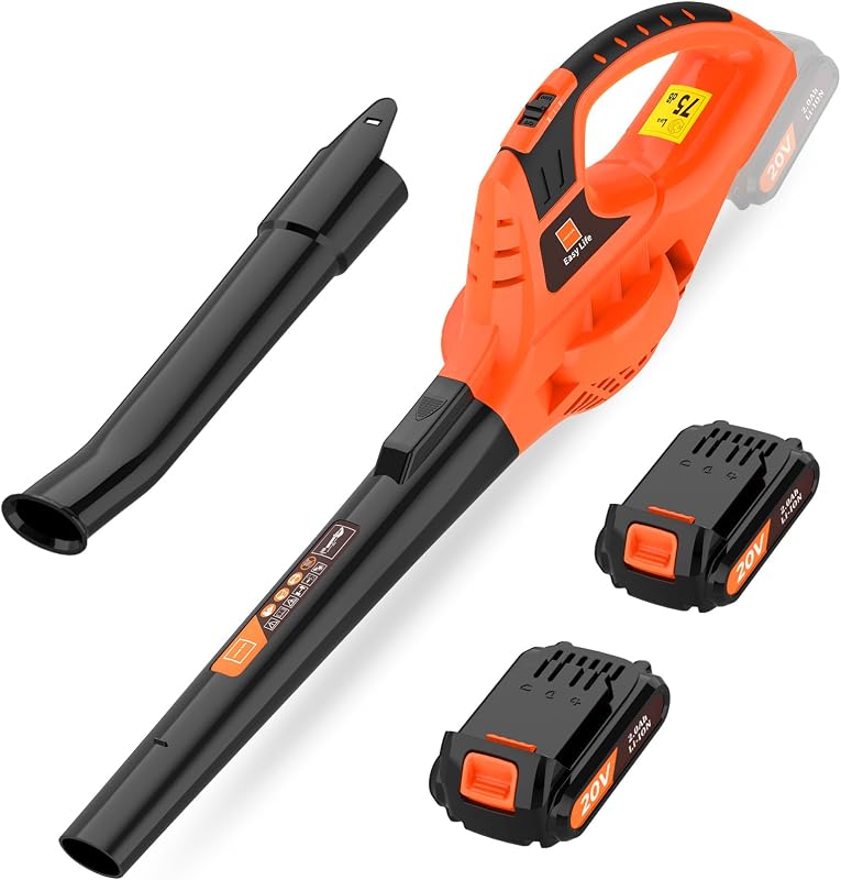 Leisch Life Cordless Leaf Blower,21V Handheld Electric Leaf Blower with 2 x 2.0Ah Battery & Charger, Lightweight Battery Powered Leaf Blower for Lawn Care, Patio, Yard, Sidewalk,Snow Blowing