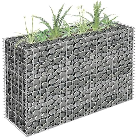 Goliraya Garden Planter Gabion Basket Patio Planter Flowe/Vegetable raised Bed Galvanised Steel 90x30x60 cm Cover