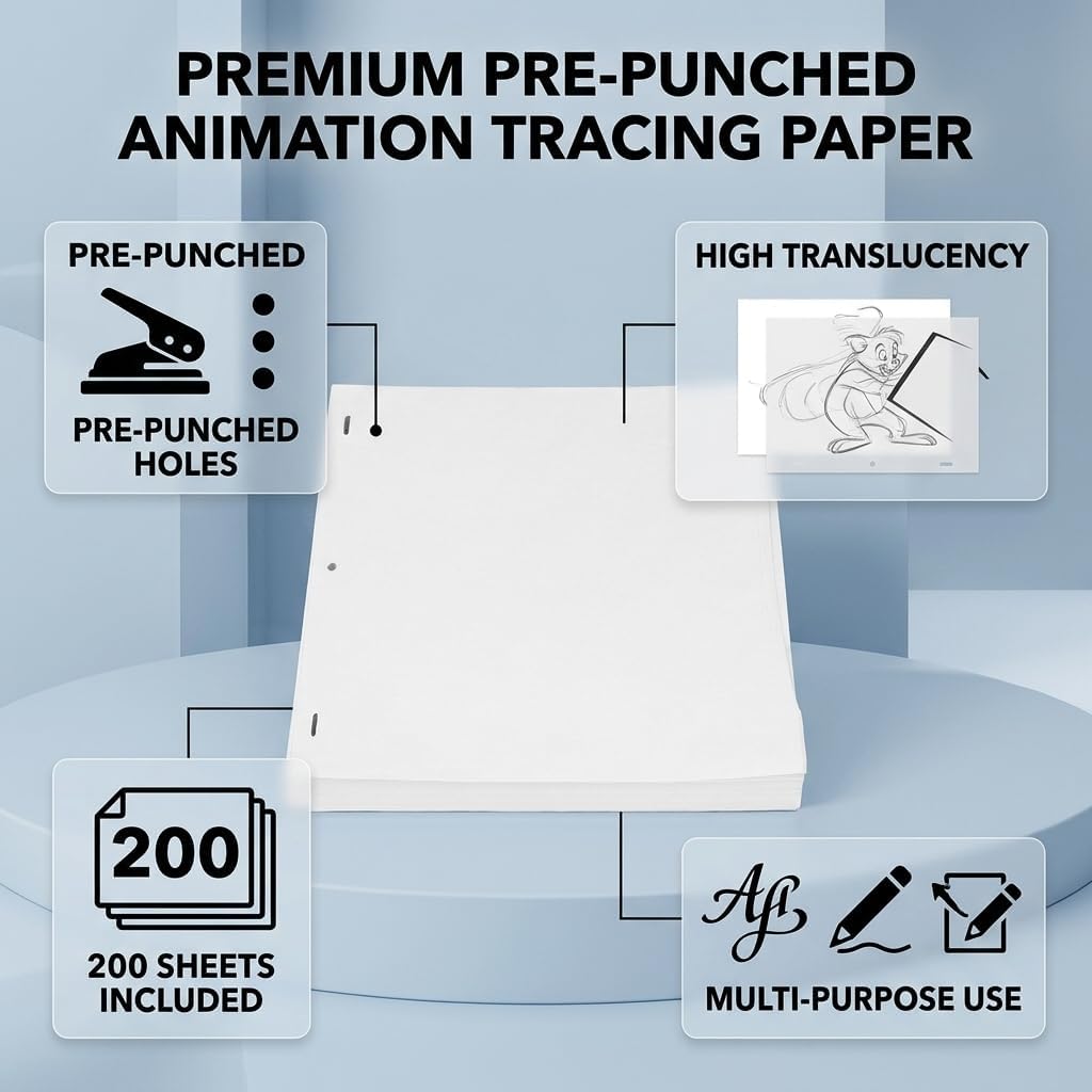 200 Sheets Translucent Punch Design Animation Paper, Wide Application for Home, Art School, Architecture Studio