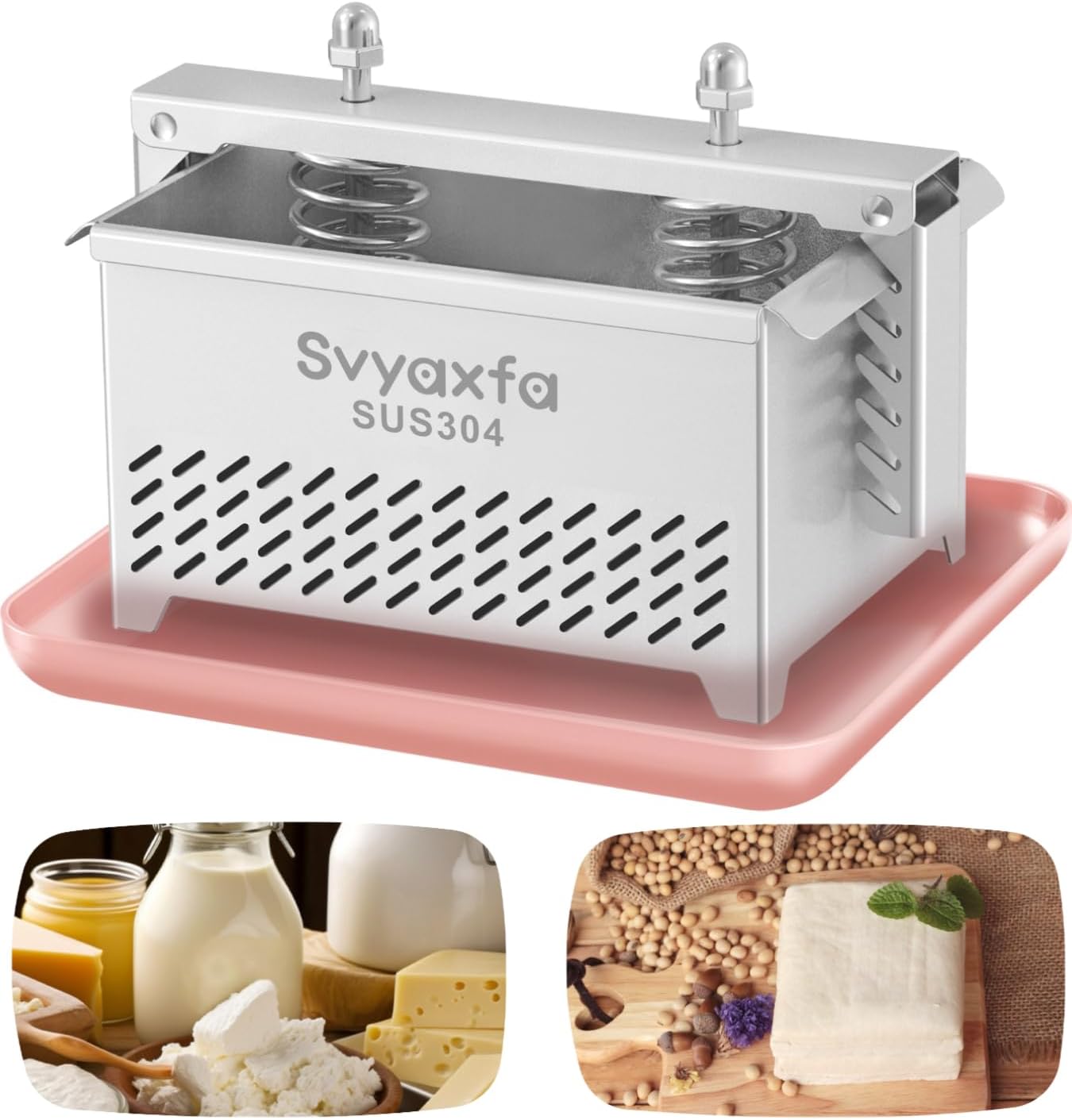 Tofu Press Stainless Steel Paneer Maker - Cheese Press Prensa Para Queso for Homemade Tofu, Paneer，Easy to Use and Clean, Tofu Press Dishwasher Safe, BPA Free Food Strainer