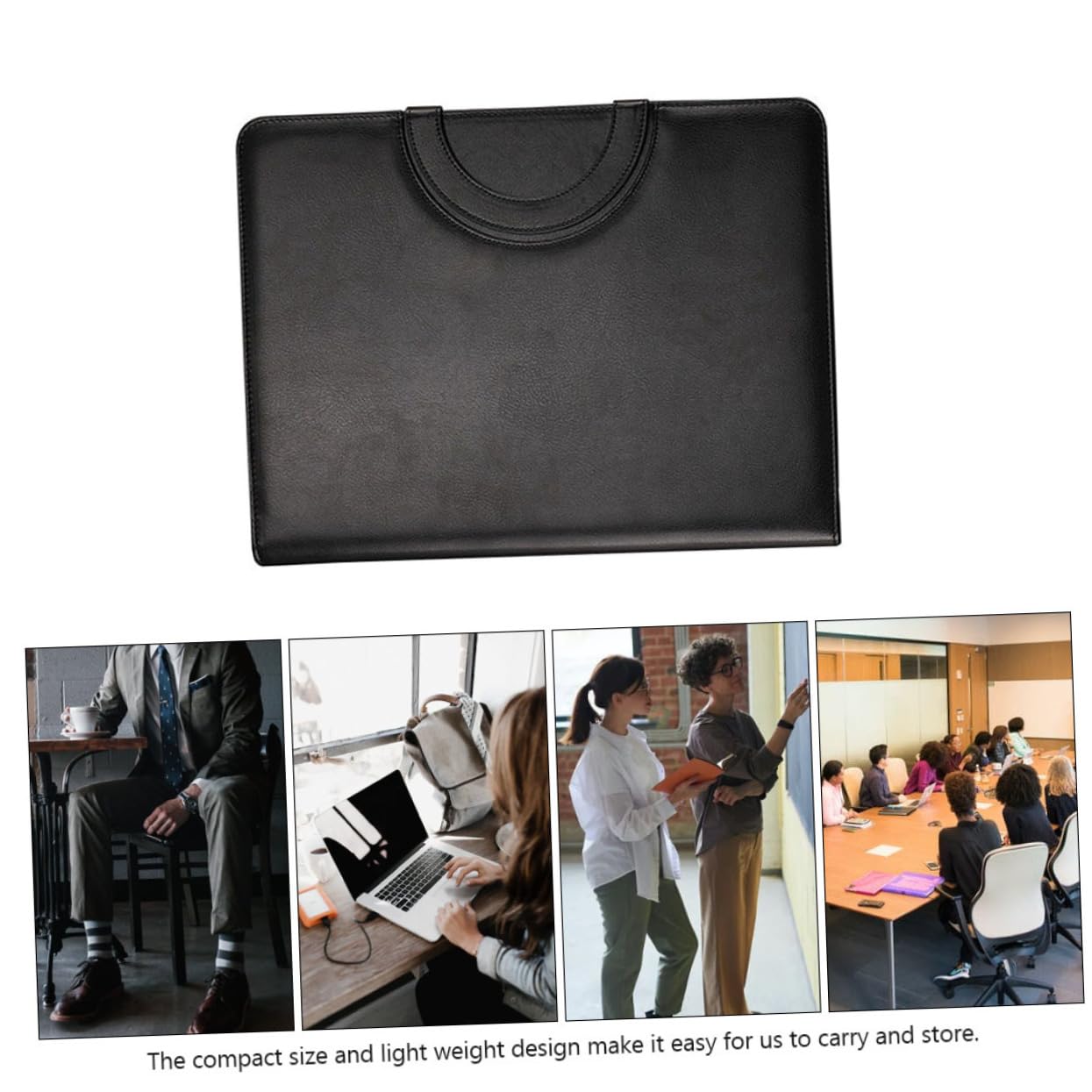 DOITOOL Carpeta de Portafolios de Negocios en Pu con Cremallera y Compartimentos Múltiples para Documentos y Cuaderno A4
