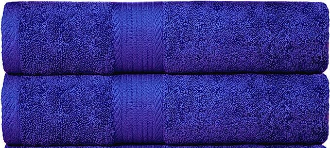 TERRYMIX Juego de 4 toallas de baño de algodón 100% algodón, 550-600 GSM, tamaño grande, 55.1 x 27.6 in (2 azul marino)