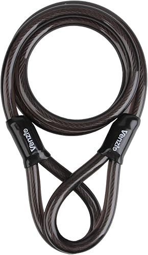 Venzio Cable de bloqueo de bicicleta resistente de 0.472 in (12 pulgada) con bucles, cable de bloqueo de acero de seguridad de 4 pies, cadena