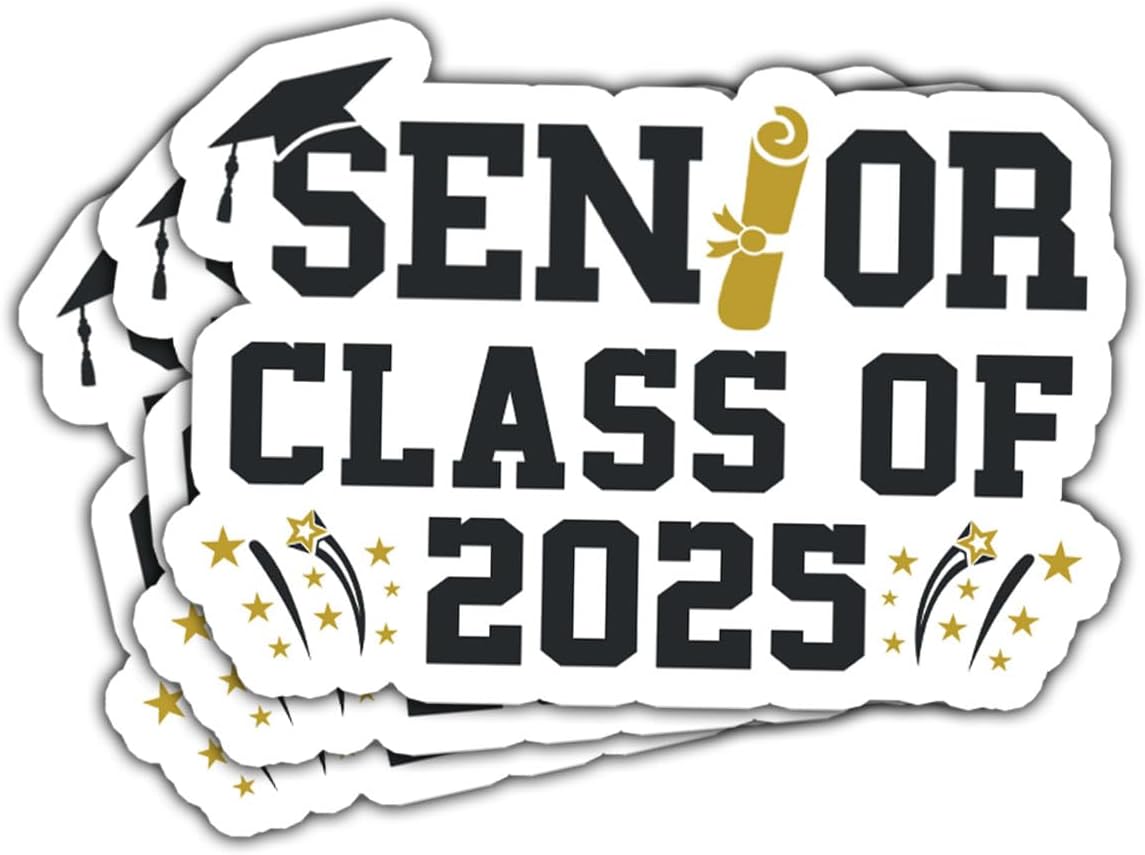 3 Pcs Class of 2025 Stickers, Class of 2025 Decorations, Graduation 2025, 2025 Senior- Stickers for Laptop Water Bottle Phone Car Window Helmet Vinyl Stickers 3 Inches (C2)