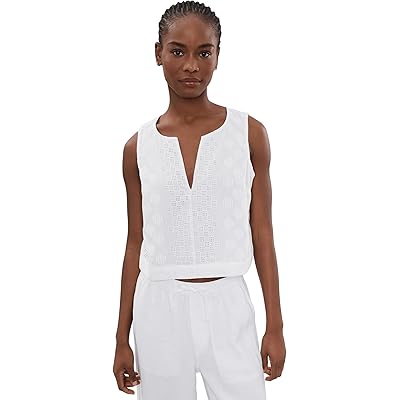 Splendid Kenzie Geo Eyelet Tank white