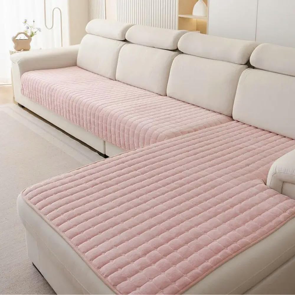 VIXDA Plush plaid sofa cushion non-slip four seasons universal living room sofa cover simple thickened velvet cushion towel