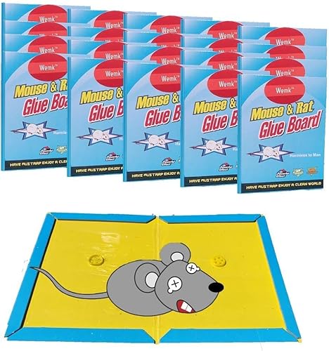 Piège à Souris et Rat Professionnel - 20 Plaques de Glue Collantes Anti Rongeur - Attrape Souris Ultra Puissant - Piège à Colle Extra Fort - Wemk