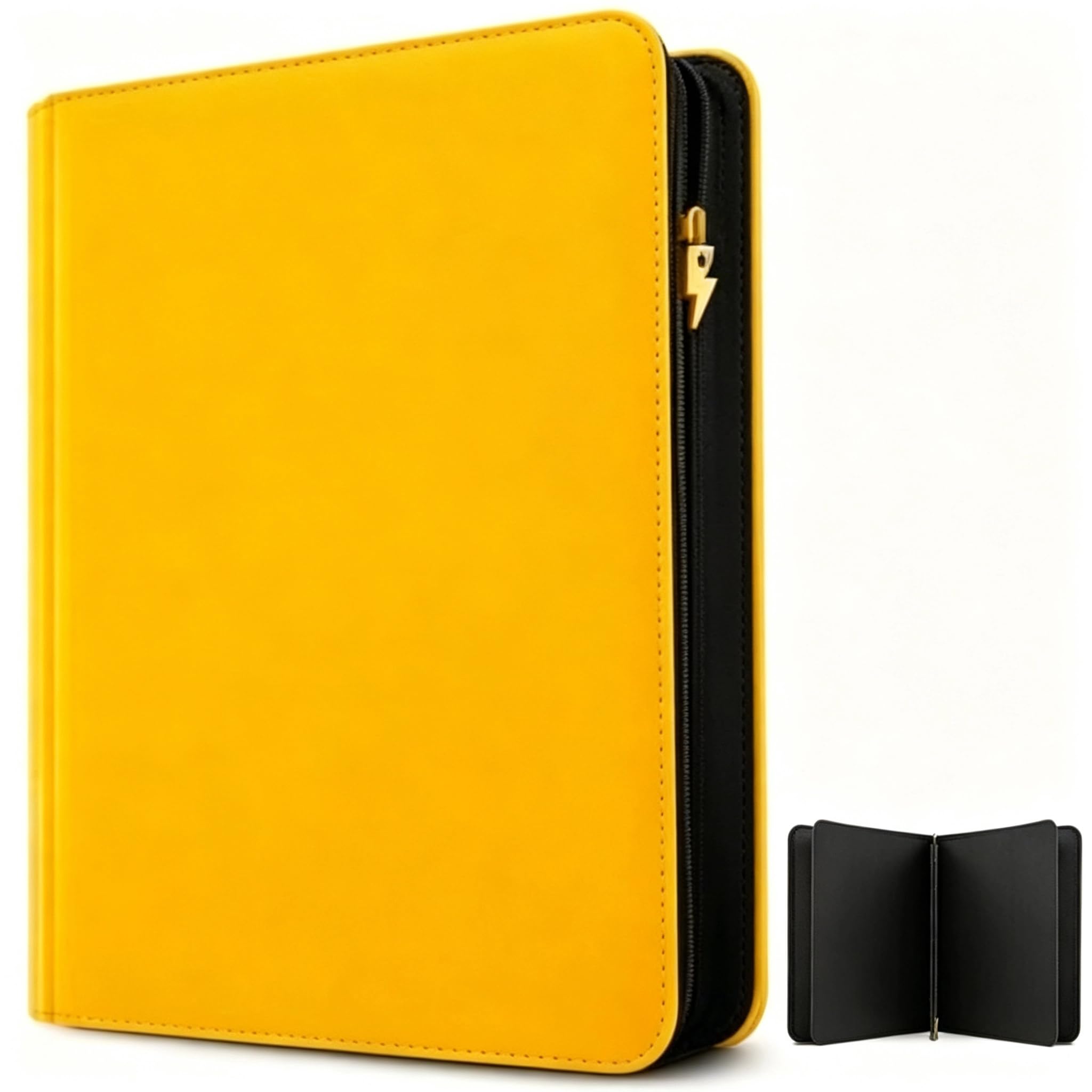 9 Pocket Trading Card Zip Binder, 540 Cards, 30 Side-Loading Pages, Premium Eco-friendly and pollution-free Album Material, Folder for Collectible Games, TCG (Yellow)