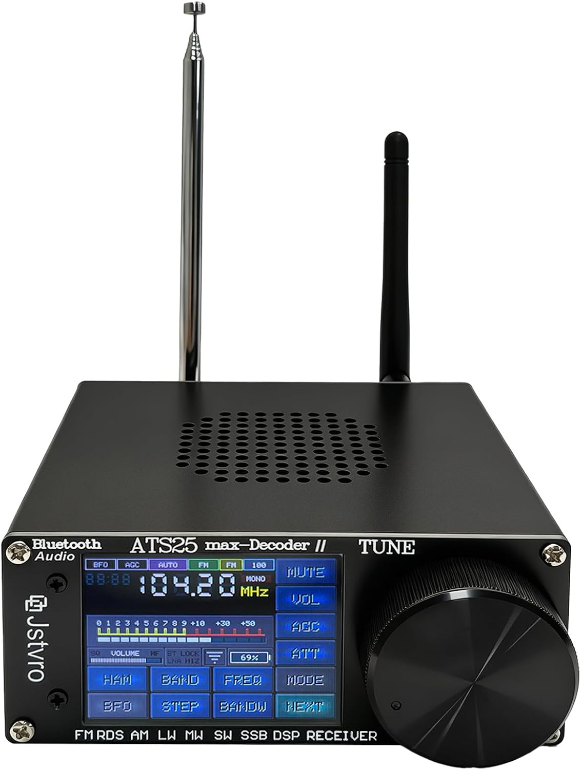 SI4732 ATS-25MAX Decoder II Radio Receiver V4.17 All Band SDR Shortwave Radio with WiFi BT CW/RT/FT8 Decoding 2.4" Touchscreen 4000mAh Battery HI-Z LNA DSP