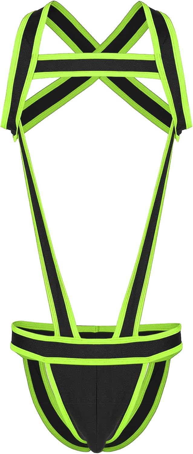 Men's Elastic Band Jockstrap Bodysuit Body Chest Harness Lingerie Strap On Brace Leotard Underwear