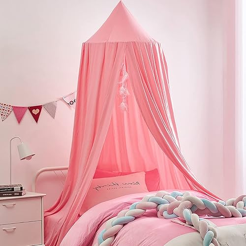 Vista 33 de KOGITI Toldo de cama para niñas, toldo suave y liso para decoración de la habitación de las niñas, castillo de princesa, ropa de cama de mosquitera