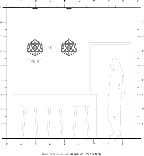 Miniatura 8 de Livex Lighting Ashland - Colgante de 1 luz en estilo geométrico, 20.75 pulgadas de alto y 13 pulgadas de ancho, acabado de broncelatón antiguo