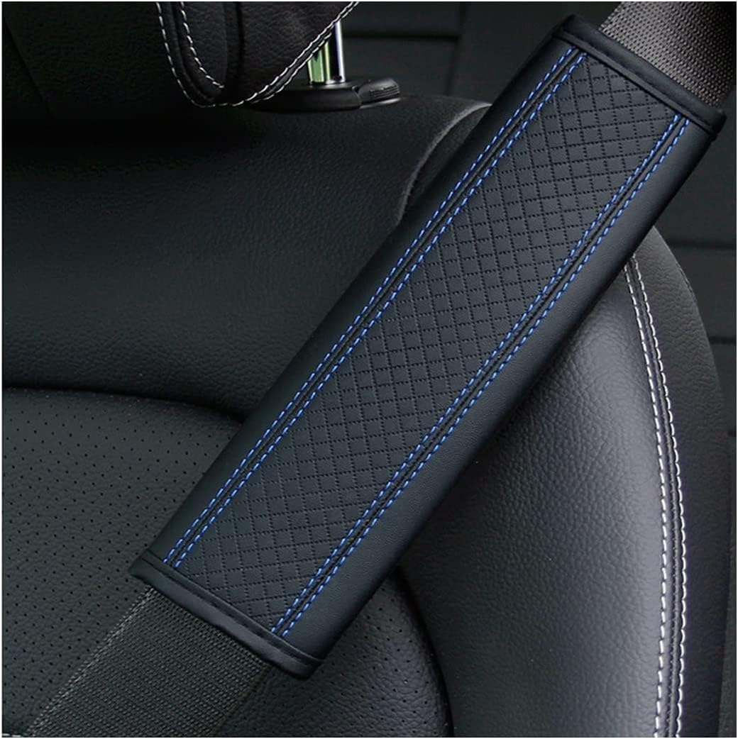 2PCS Car Seat Belt Cover, Soft Shoulder Strap Covers Harness Pads, Safety Leather Seatbelt Comfort Driving Cushion Protect Your Neck and Shoulder Universal for Car, Truck, SUV (Black/Blue)