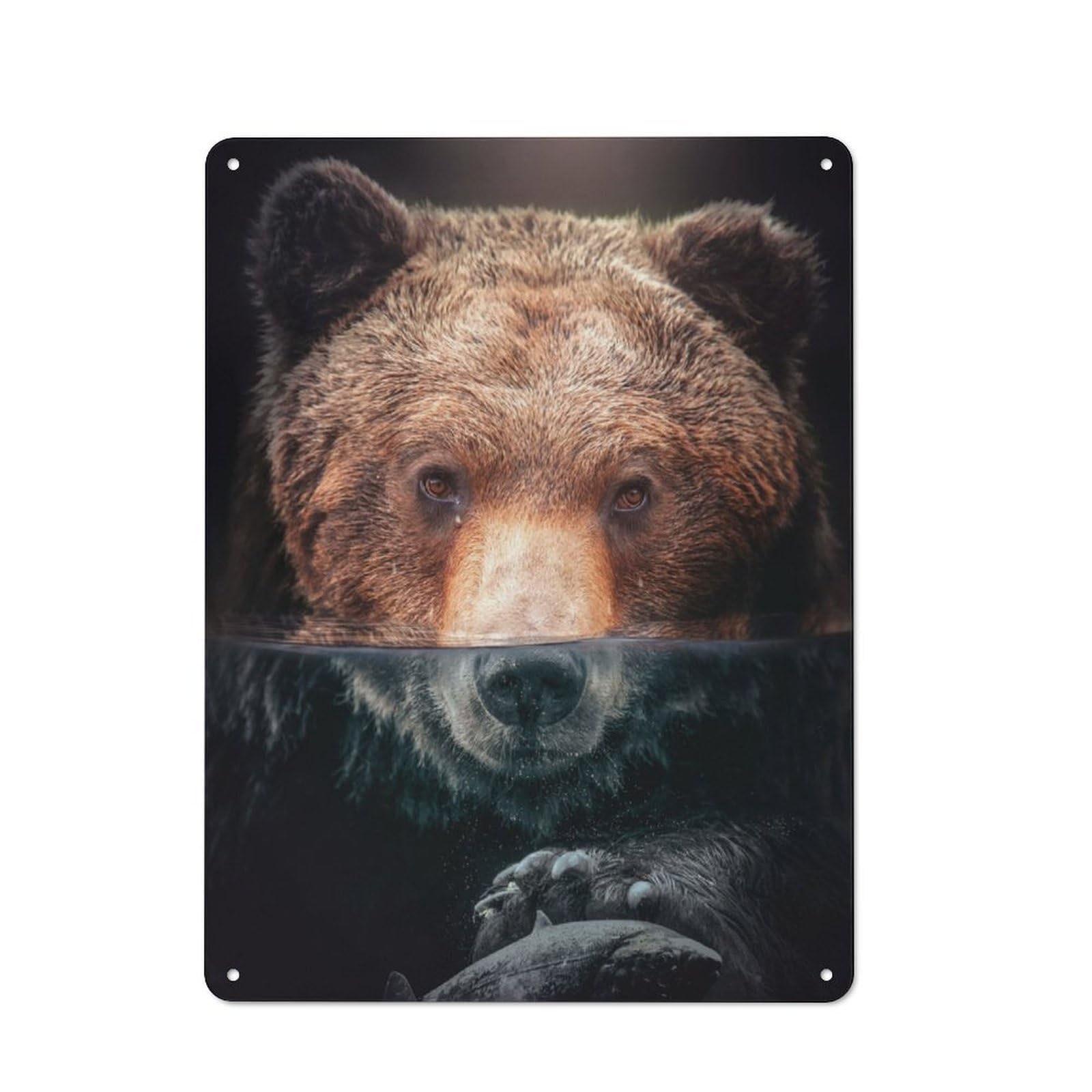 Junmoney Underwater Bear Metal Sign 40X30cm With For Workshop Wall, Vintage Decor, A Decorative Christmas Gift For Metal Sign Collectors
