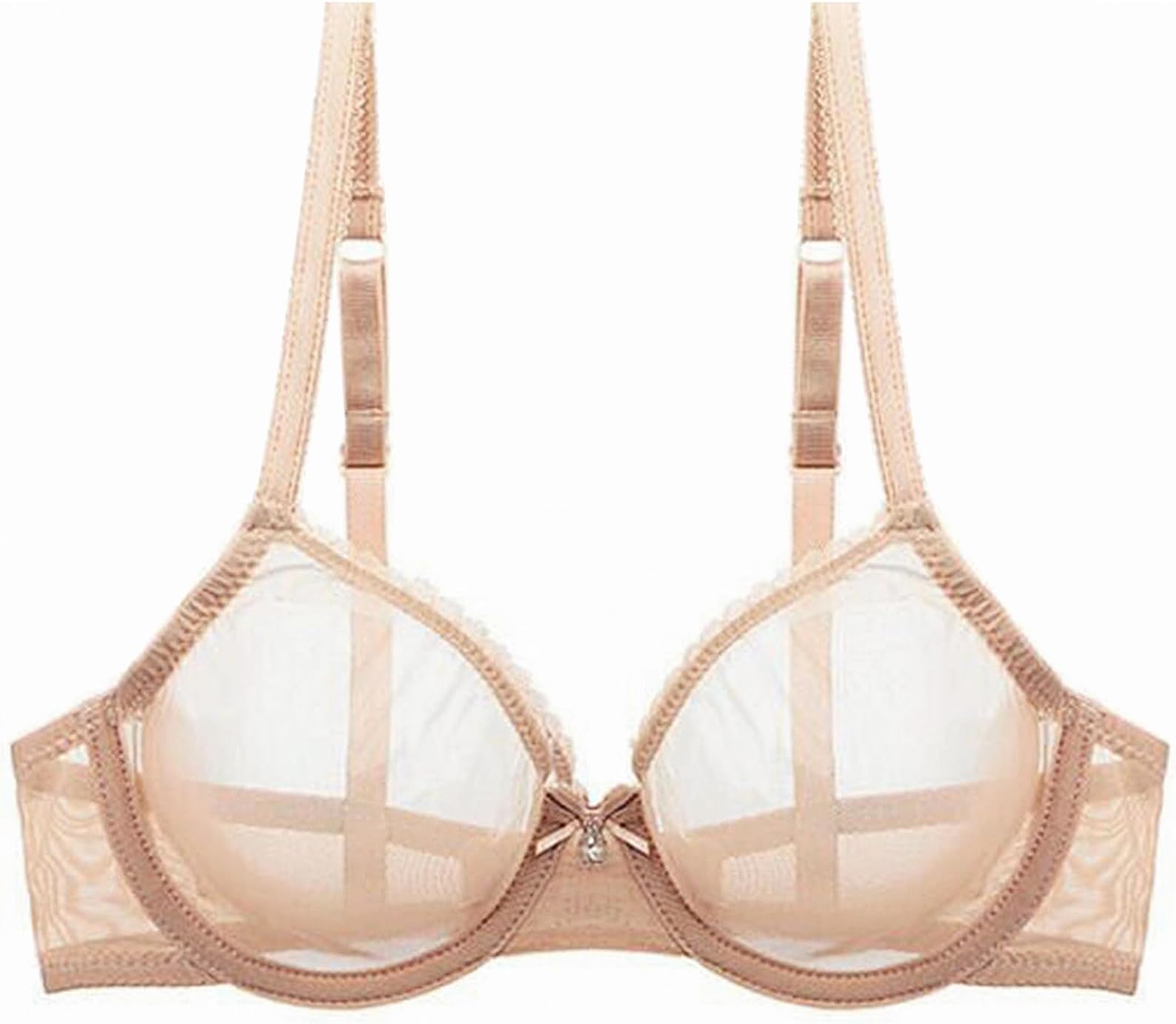 YANDW Sexy Sheer See Through Bras Unlined Underwire Lace Mesh Non Padded Ultra Thin Clear Bralette