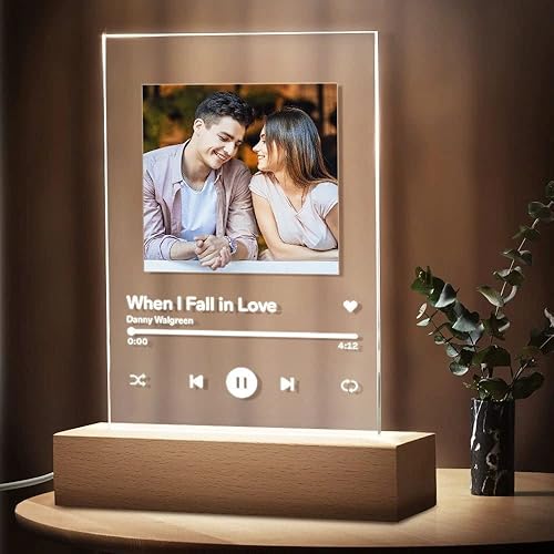 Placa de música de acrílico personalizada de Spotify personalizada para canción, luz nocturna, letrero de música personalizado, lámpara de tablero