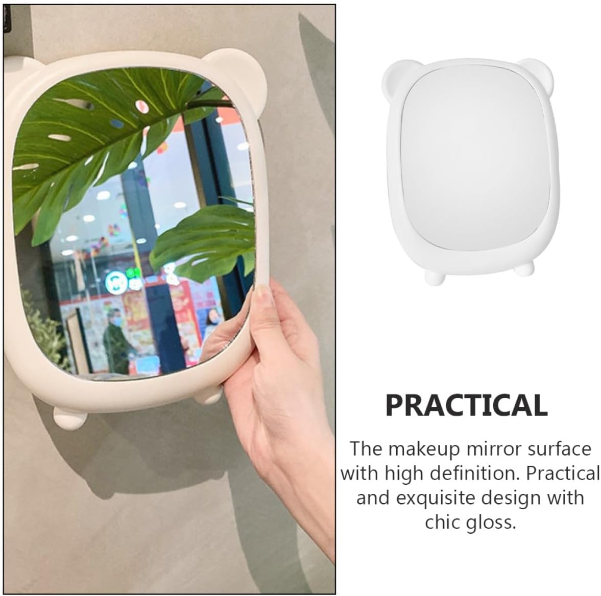 PRETYZOOM Cartoon Tabletop Makeup Mirror for Makeup and Skin Care Use White image 3