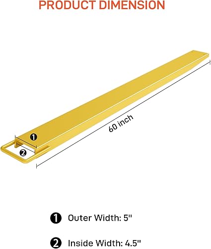 Miniatura 3 de AOILE Extensiones de horquilla de palé de 60 pulgadas de largo y 4.5 pulgadas de ancho, extensores de horquilla para carretilla elevadora, 1 par de