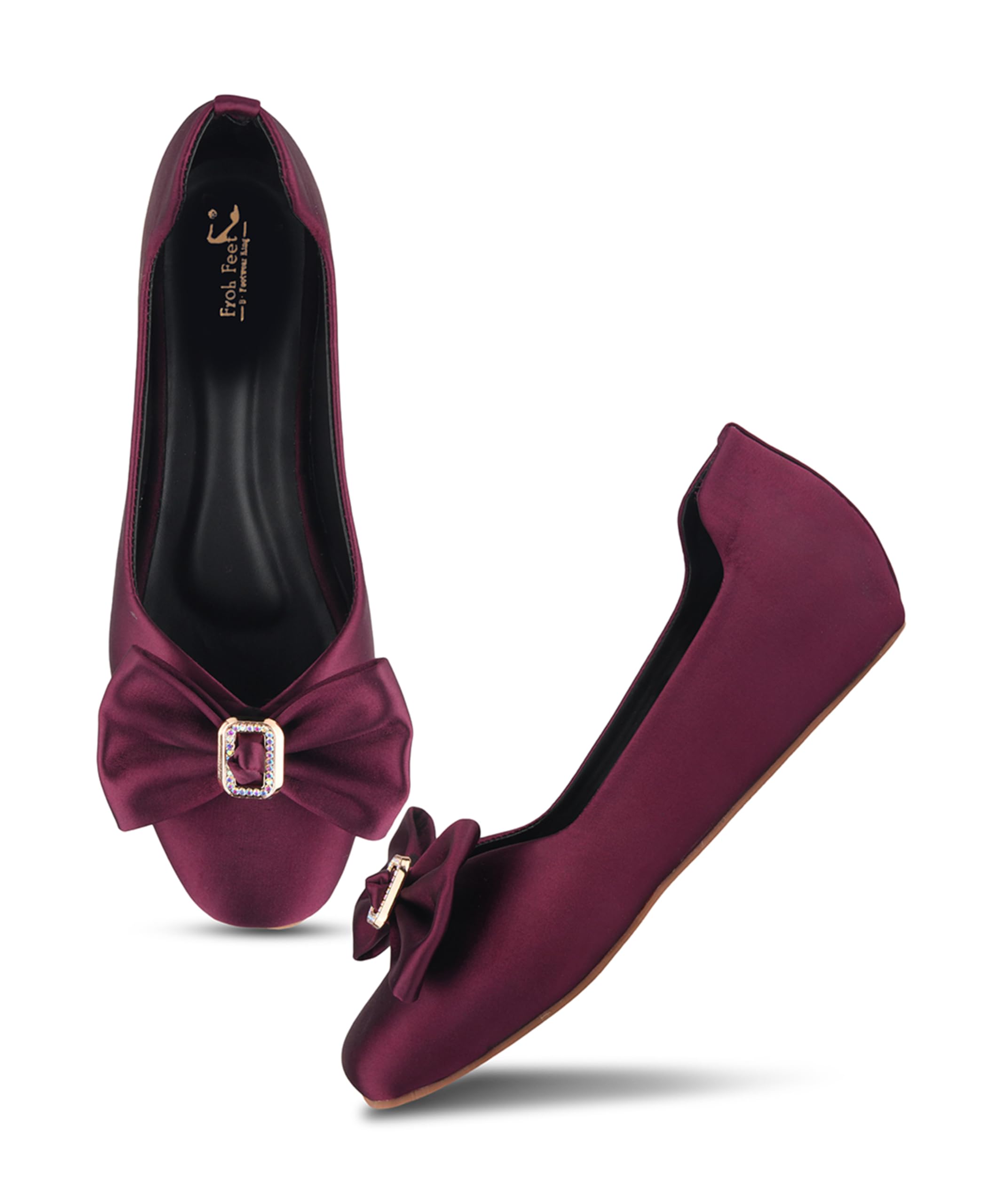 Froh Feet Elegant Satin Bow Ballerina Flats for Women Sophisticated Dressy Slip-On Shoes for Special Occasions-image-8