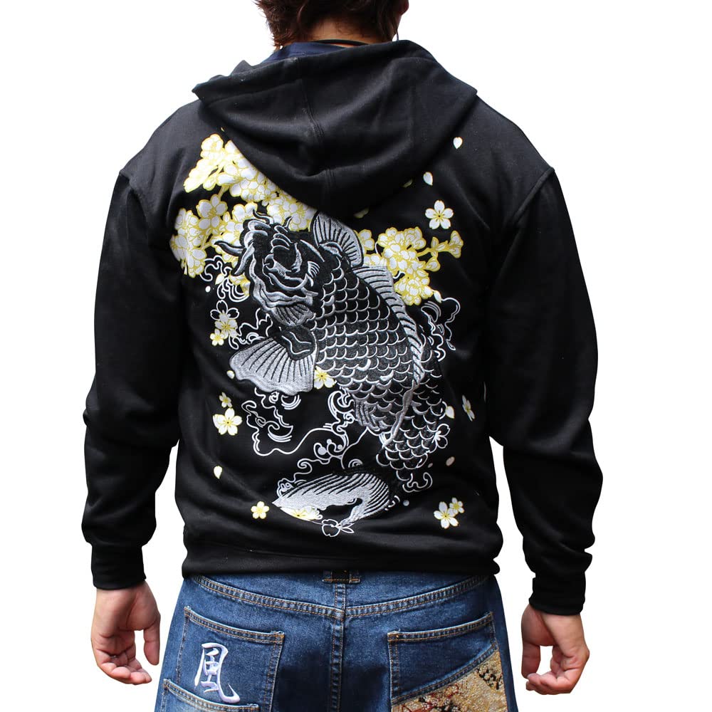 Amazon.co.jp: 和柄 パーカー 和柄刺繍パーカー【ZP211-3】スカジャン