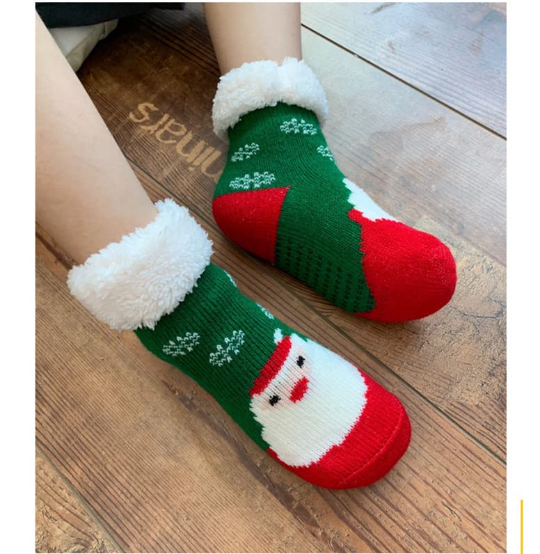 Kids Women Christmas Floor Socks Girls Santa Calf Socks Xmas Party Slipper Socks Cute Fleece Long Socks Non-Slip Family Socks2