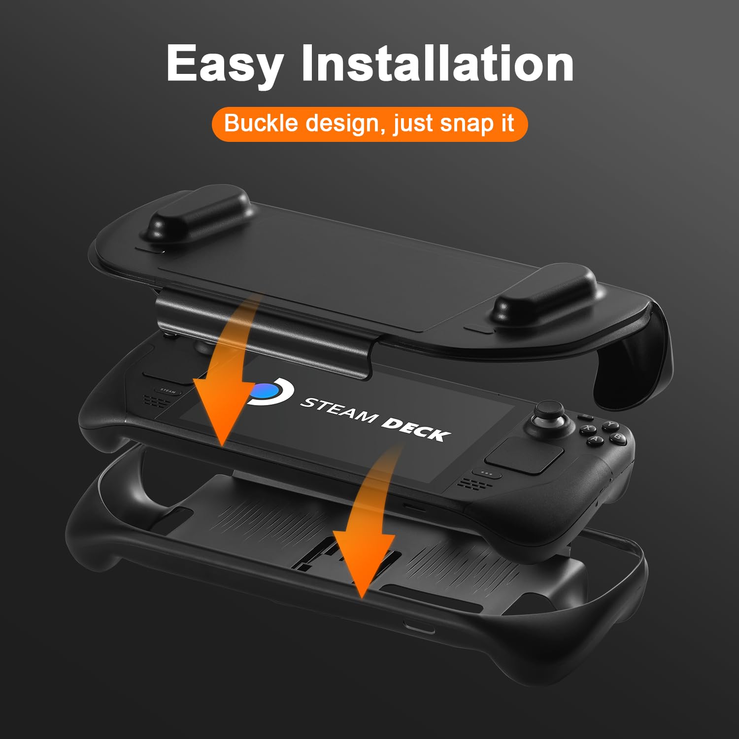 Sonicgrace for Steam Deck Case with Kickstand, TPU Cover Protector with Stand & Detachable Front Shell | Full Body Protective | Anti-Slip & Scratch Case Compatible with Steam Deck